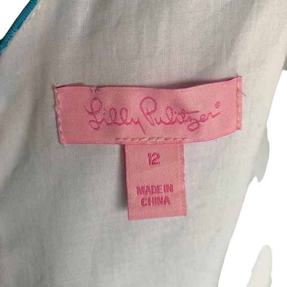 Lilly Pulitzer Kiera Fit & Flare Dress 12 Blue Aqua Stripe Print - Picture 16 of 16
